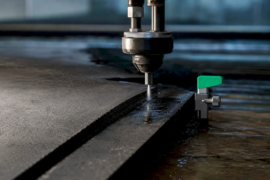 Głowica WaterJet tnie grubą część gumy