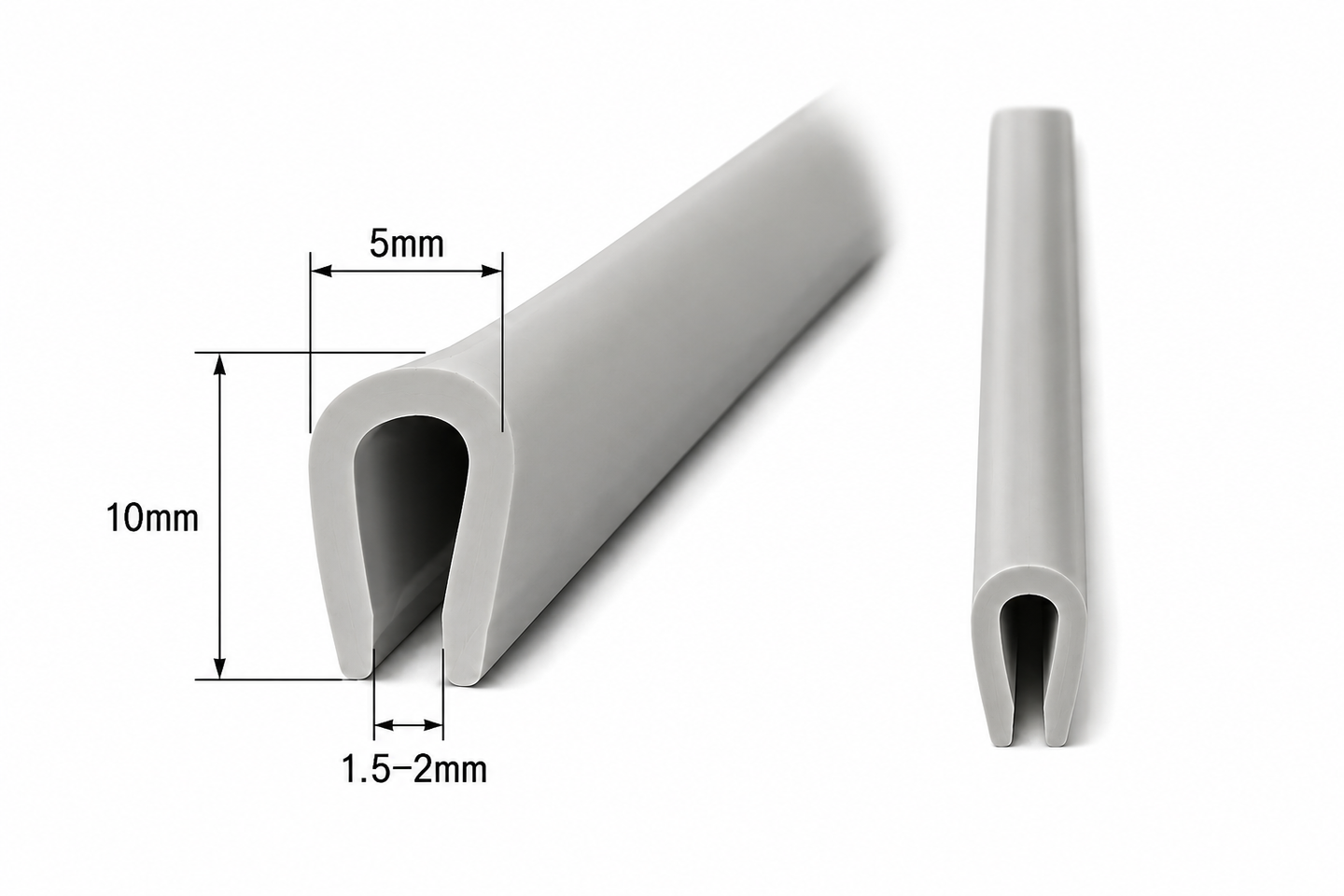 Servatihend U-tüüpi PVC hall – äärekaitse 1,5–2 mm, profiil 5x10 mm
