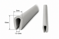 PVC pilkos spalvos U tipo kraštinė tarpinė – 1,5–2 mm krašto apsauga, profilis 5x10 mm