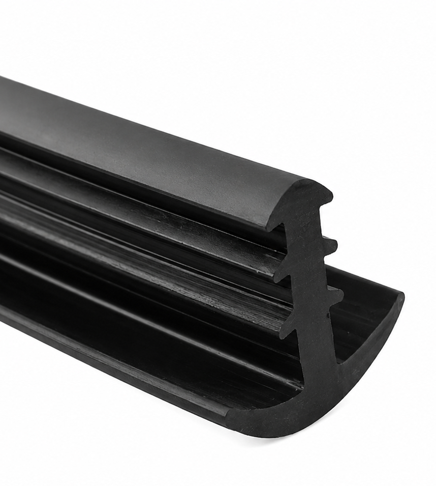 Guminė T tipo 18x20 mm tarpinė saulės modulių plokštėms – stoginė, automobilių stoginė, 3 mm tarpas