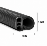Garnitură întărită pentru geamuri de tractoare, mașini, bărci 26x16 mm – profil margine EPDM