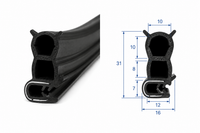 Blīvējums busa, furgona durvīm EPDM pastiprināts – dubultā kamera, profils 31x16 mm