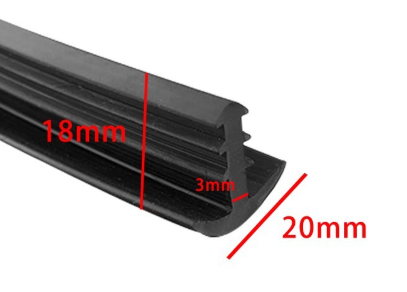 Guminė T tipo 18x20 mm tarpinė saulės modulių plokštėms – stoginė, automobilių stoginė, 3 mm tarpas