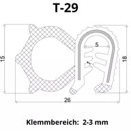 Scheibengummi Fenstergummi Dichtprofil Dichtung Kantenschutzprofil Traktor T-29