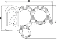 Uszczelka gumowa T-70 drzwi, zbrojona uniwersalna